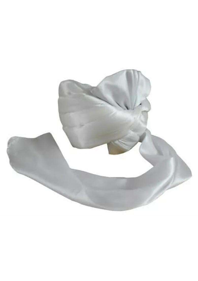 Men Safa Indian Handmade Rajasthani Pagri Top Hat Whiteturban Pag 50 Cms 19 and Half Small - Indya