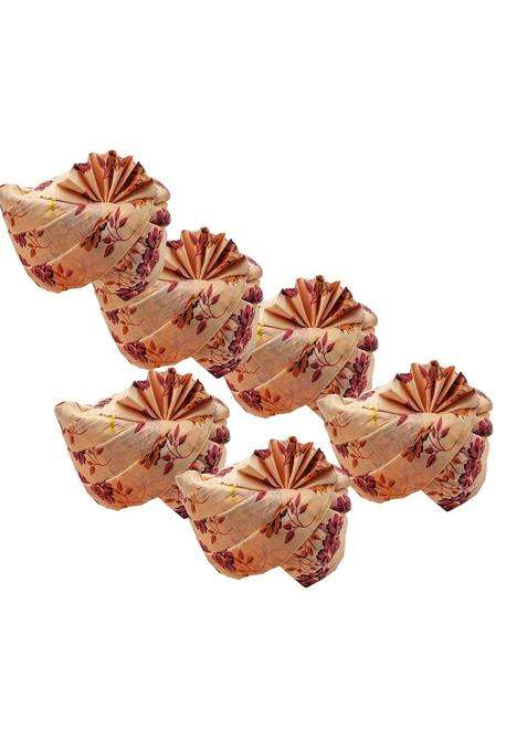 Brown Leaf Cotton Rajasthani Flower Printed Safa Turban Pagdi for Weeding Anniversary Ethanic Dress Set of 6