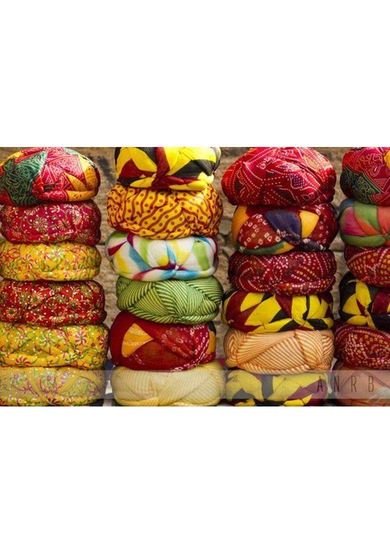 Brown Leaf Rajasthani Pagdi Turban Multicolour Only 1 to 2 Yr Child - Indya