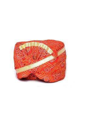 Aman Royal Dulha Collection Mens Traditional Ethnic Jaipuri Rajasthani Pagdi Red with Godlen Lace Free Size