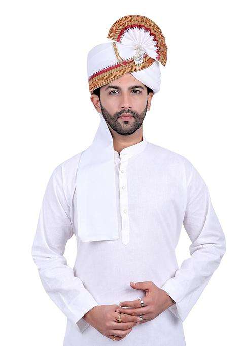 Priyakant Safawala White Wedding Collection Premium Safa Pheta Pagdi Turban