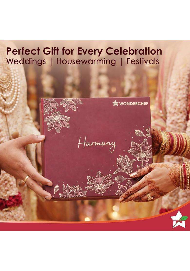 Wonderchef Harmony Premium Wedding Gift and Pooja Set Plates Bowls Glasses Spoons Pooja Thali - Indya