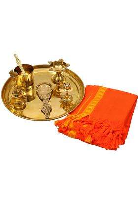Spillbox Yellow Traditional Handcrafted Brass Puja Pooja Thali