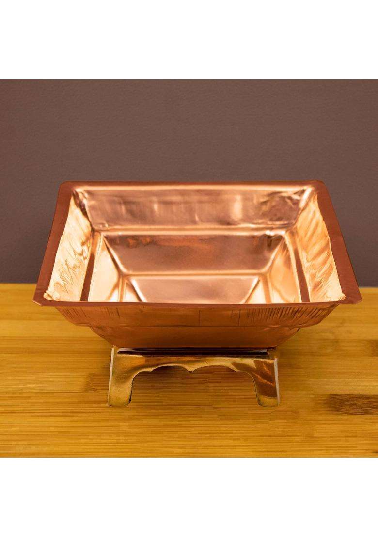 Copper Agnihotra 5 in 1 Copper Set with Hawan Kund Yagya Kund and Complete Agnihotra Kit Including Copper Pot - Indya