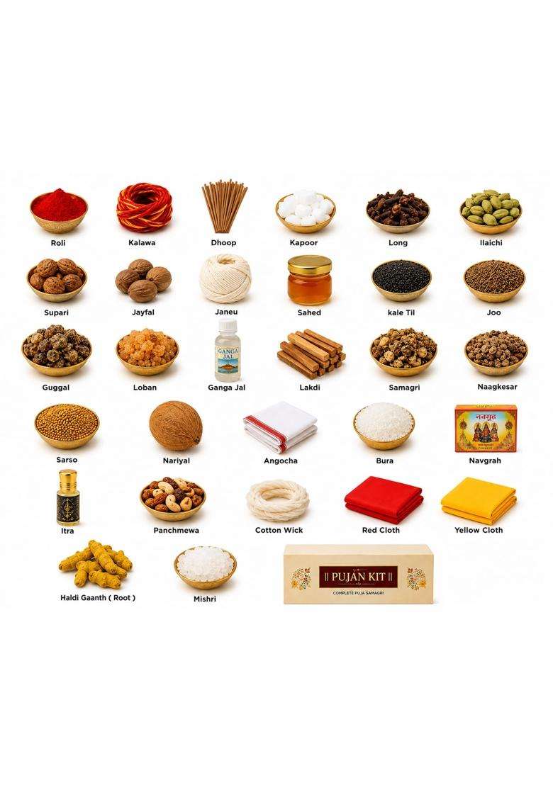 Classic Superstore Puja Samagri Kit 30 Plus Items - Indya