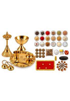 Multicolour Essential Navratri Diwali Pooja Samagri Kit with Thali 4 Deluxe Pooja Kit