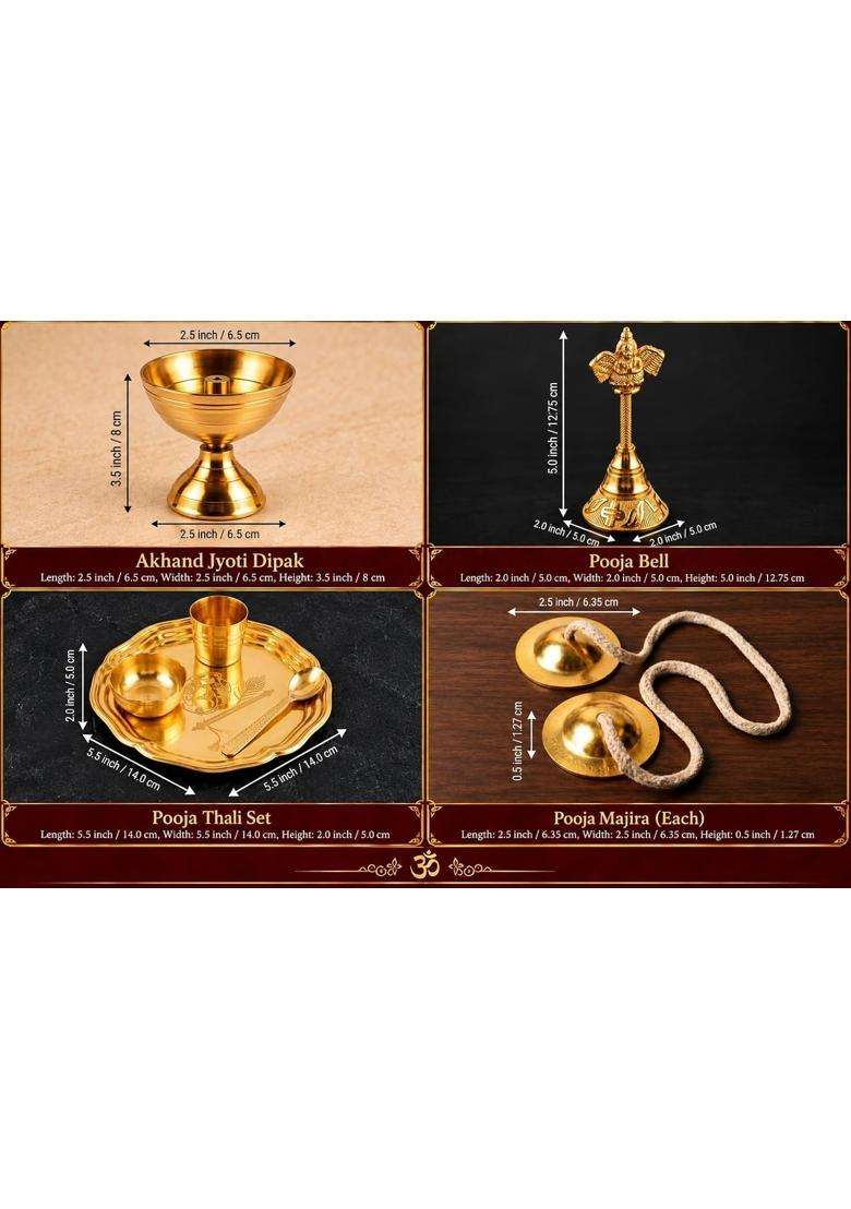Multicolour Essential Navratri Diwali Pooja Samagri Kit with Thali 4 Deluxe Pooja Kit - Indya