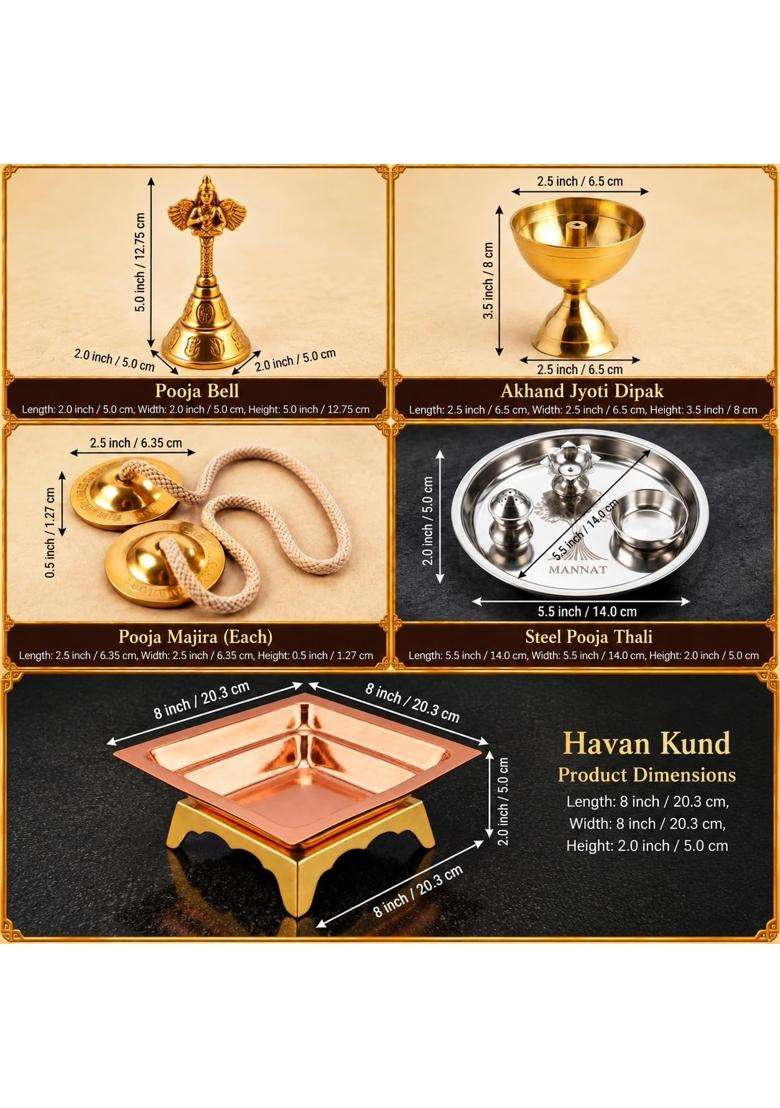 Multicolour Essential Navratri Diwali Pooja Samagri Kit with Thali 6 Royal Pooja Kit - Indya
