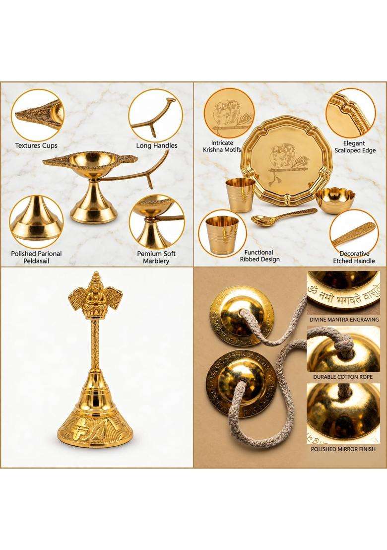 Multicolour Essential Navratri Diwali Pooja Samagri Kit with Thali 3 Economy Pooja Kit - Indya