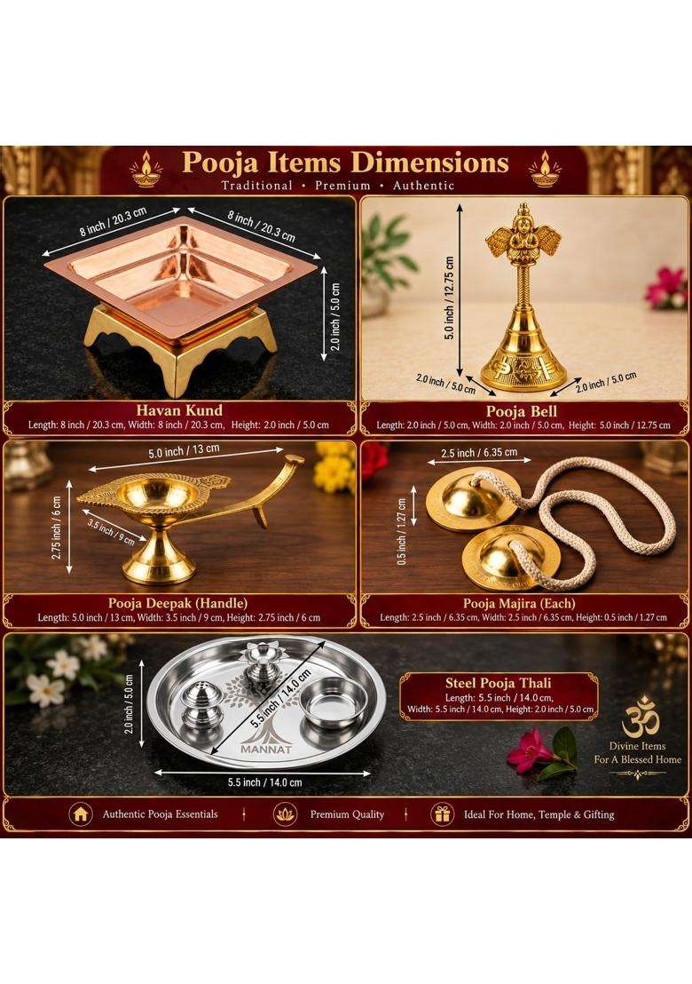 Multicolour Essential Navratri Diwali Pooja Samagri Kit with Thali 5 Premium Pooja Kit - Indya