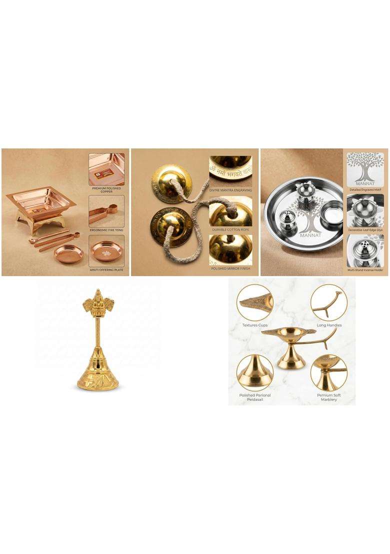 Multicolour Essential Navratri Diwali Pooja Samagri Kit with Thali 5 Premium Pooja Kit - Indya