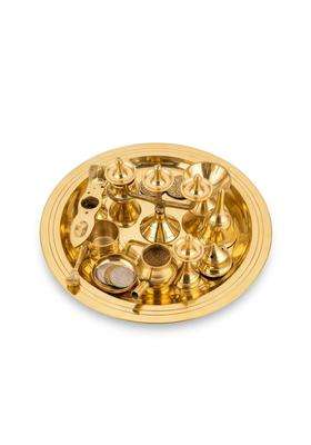 Gold Triloka ARTS100 Percent Pure Brass 12 Inch Ashtamangalya Set 11 Pieces