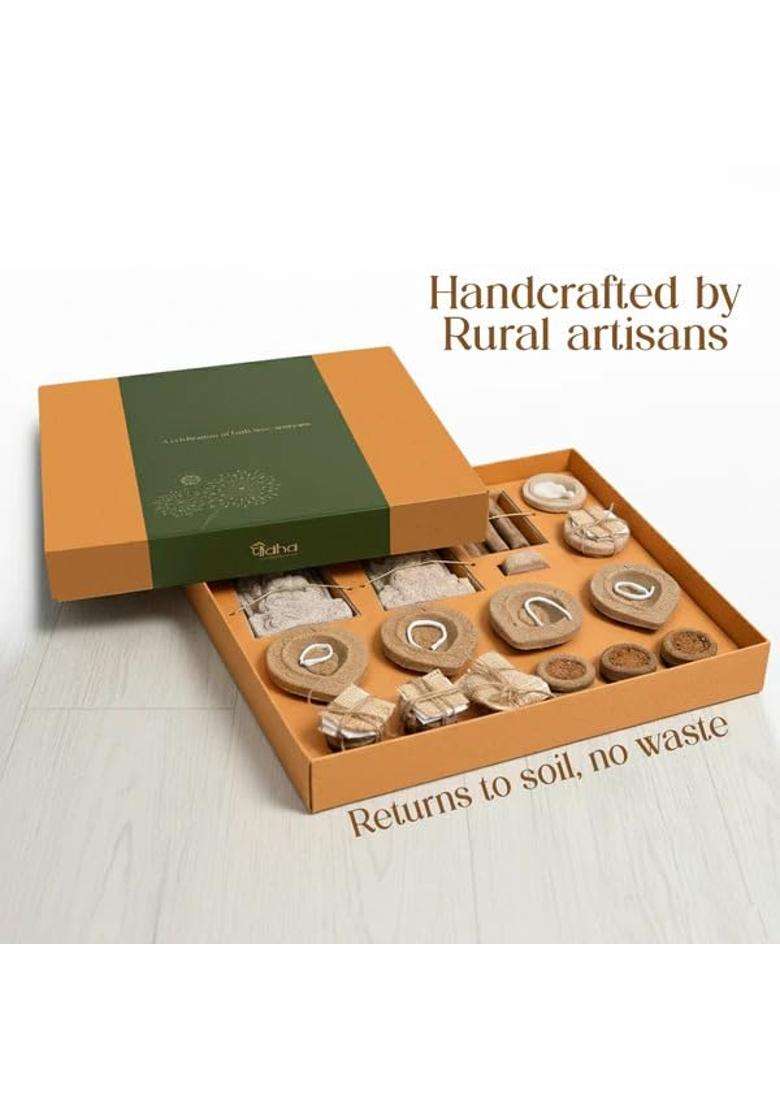 Paudha Multicolor Sustainable Pooja Kit a Festive Gift Set Pooja Hamper Eco Essence of Worship - Indya