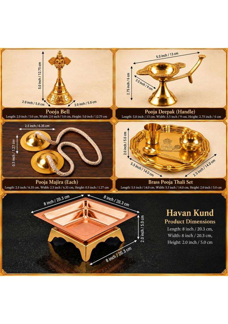 Multicolour Essential Navratri Diwali Pooja Samagri Kit with Thali 7 Super Premium Pooja Kit - Indya