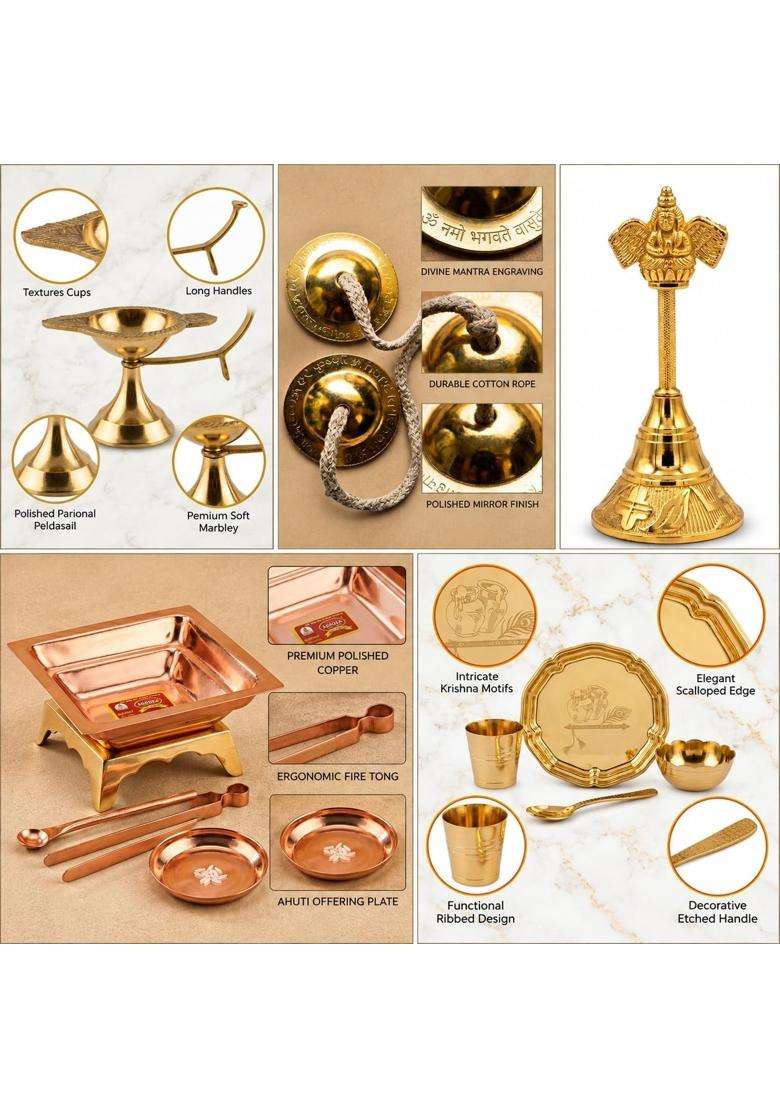 Multicolour Essential Navratri Diwali Pooja Samagri Kit with Thali 7 Super Premium Pooja Kit - Indya