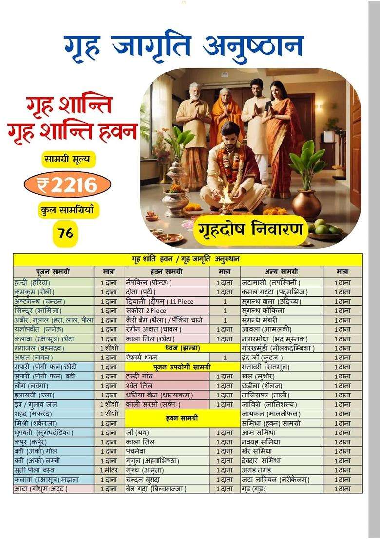 Pandit RAM Gopal Multicolour Grah Shanti Havan Pooja Grah Dosh Nivaaran Pooja Kit Pooja Samagri Kit Pooja - Indya