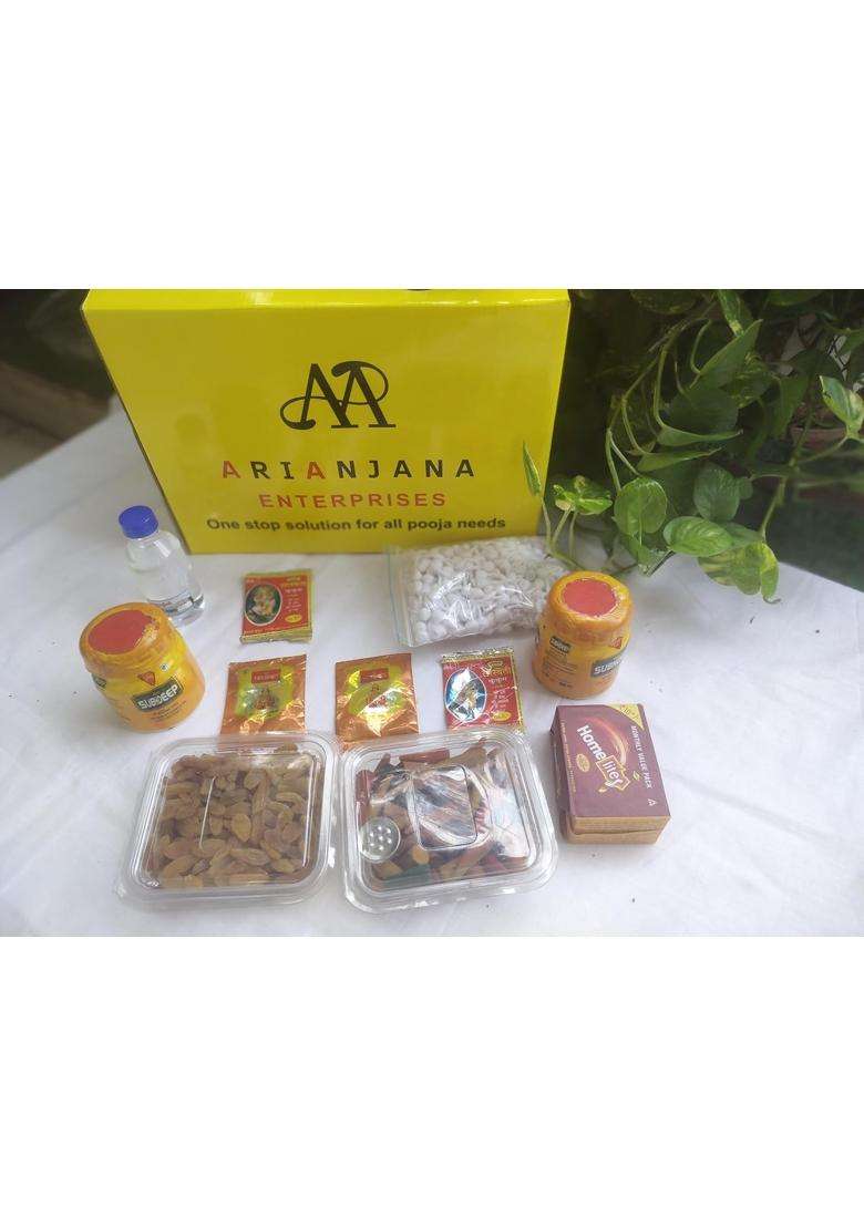 Arianjana Enterprises Monthly Pooja Kit Complete Monthly Puja Samagri Set - Indya