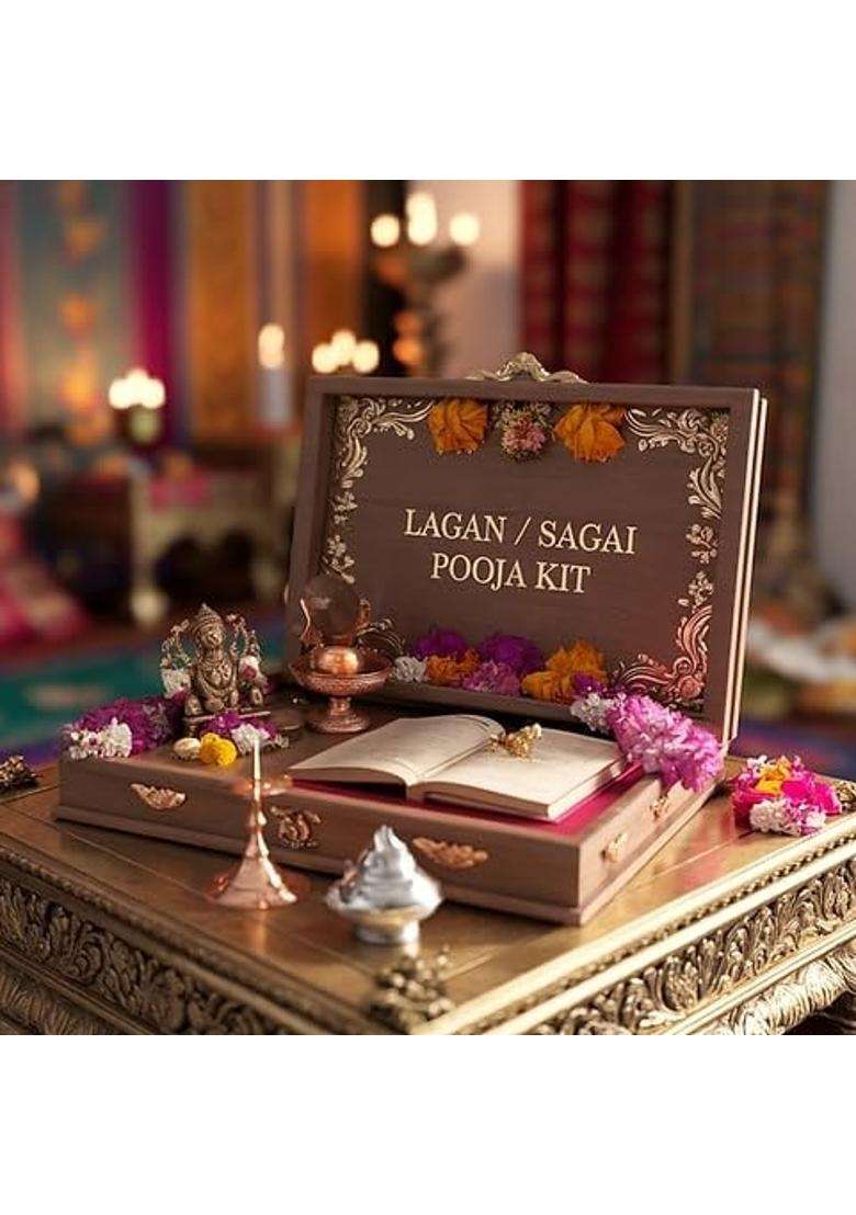 Arianjana Enterprises Lagan and Sagai Pooja Kit Complete Engagement Ceremony Samagri Set - Indya