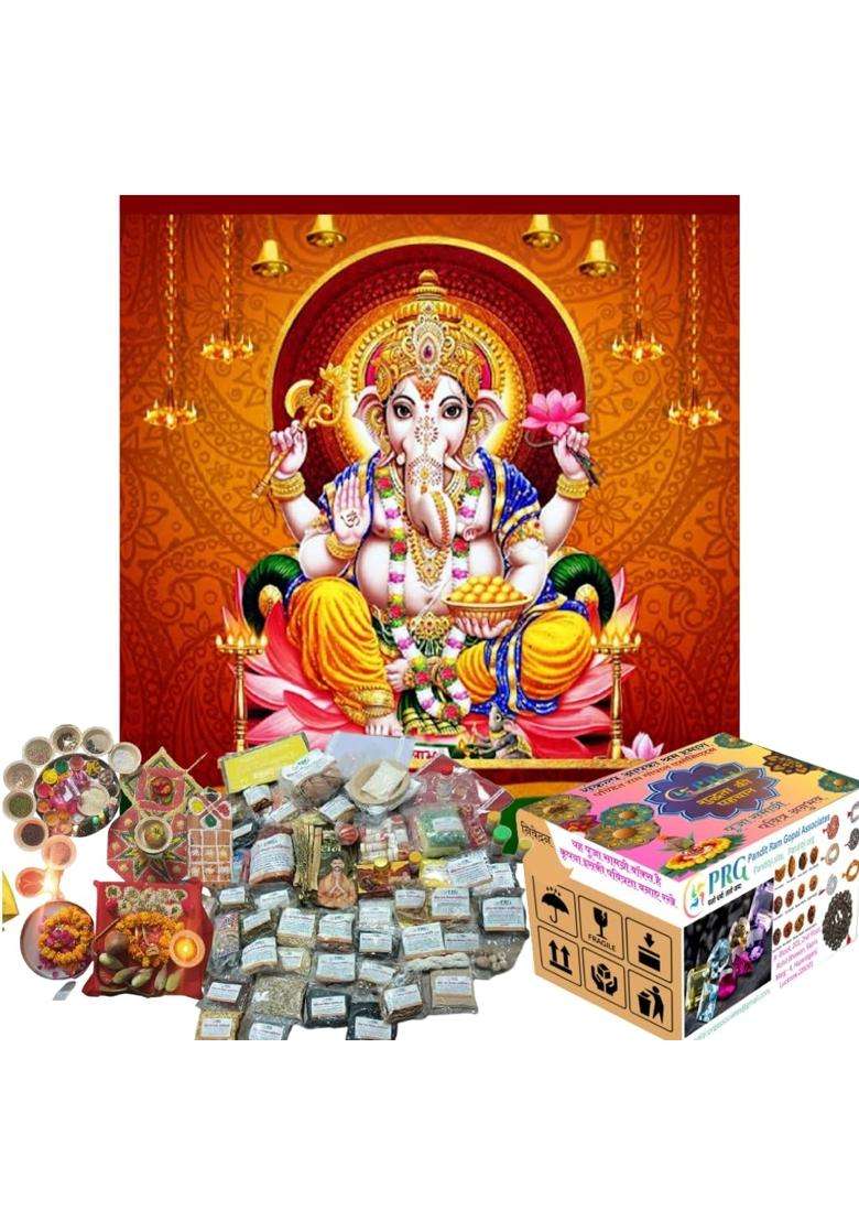 Pandit RAM Gopal Multicolour Ganpati Pooja Kit Siddhi Vinayak Pooja Vigna Haran Anushthaan Chouth Siddhi Pooja - Indya