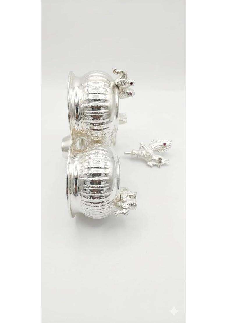 Pure German Silver Plated Pooja Samagri Set Religious Offering Kit for Home Temple Decor and Festive Gifting - Indya