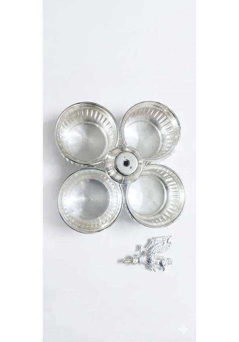 Pure German Silver Plated Pooja Samagri Set Religious Offering Kit for Home Temple Decor and Festive Gifting