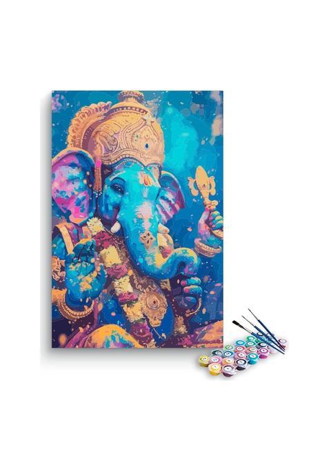 Eazy Arts Lord Ganesha in Blue Tones Paint by Numbers Kit DIY Acrylic Painting Kit for Adults 30x46 CM