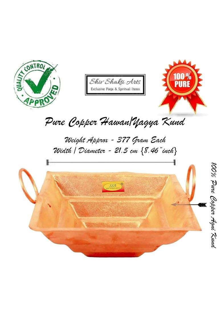 Shiv Shakti Arts Handmade Pure Copper Hawan Kund for Home Puja and Hawan Purpose for Diwali Laxmi Pooja - Indya