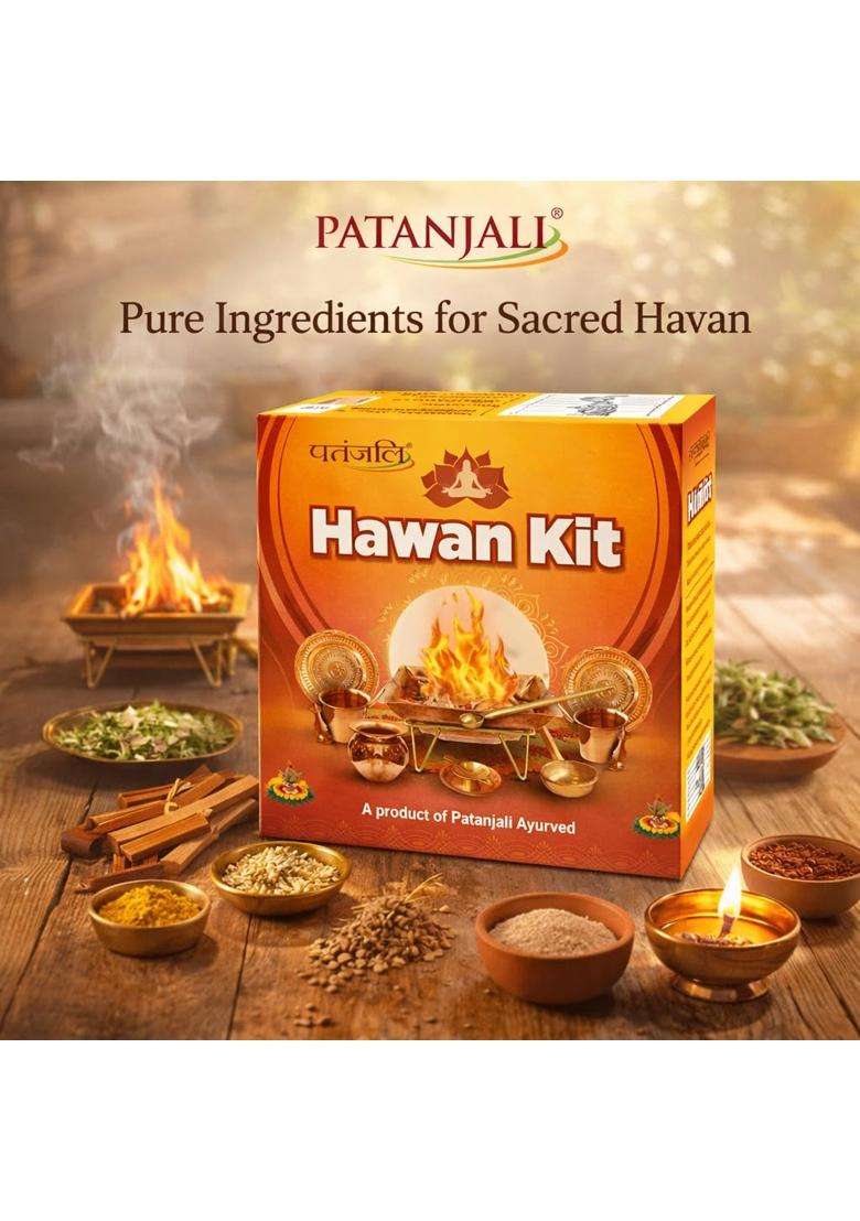 Patanjali Brown Aastha Hawan Kit for Puja Yagya and Hawan Rituals Pack of 1 - Indya