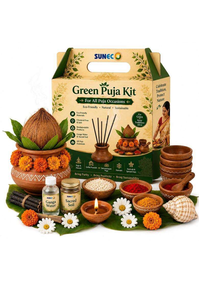 Suneco Puja Samagri Kit Complete Kit More Than 60 Items for Puja and Hawan - Indya