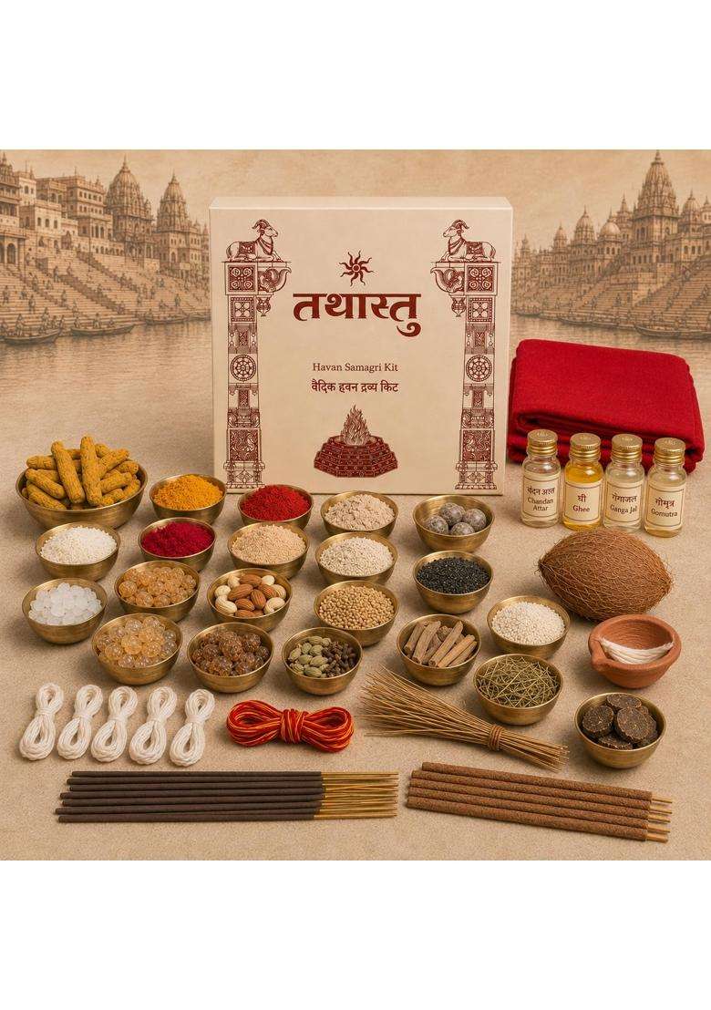 Tathastu Complete Havan Samagri Kit 1 Point 2 KG 30 Plus Premium Puja Essentials - Indya