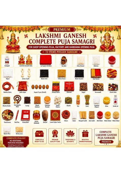 Mahalakshmi Traders Premium Lakshmi Ganesh Complete Puja Samagri Kit 71 Plus Items for Shop Opening