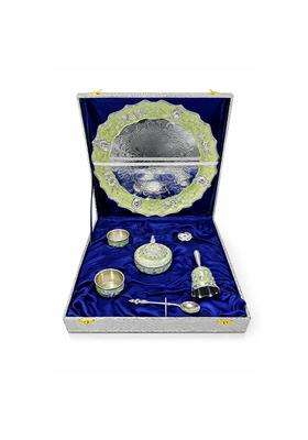 Piepot German Silver Pooja Thali Pooja Thali Decorative Items Set of 7