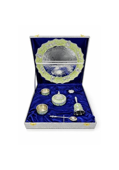 Piepot German Silver Pooja Thali Pooja Thali Decorative Items Set of 7