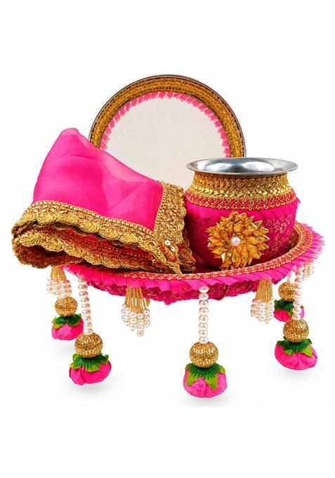 Decorative Karva Chauth Thali Set Karwa Chauth Platter Set Sargi 11 Inch Meher Karwa Set