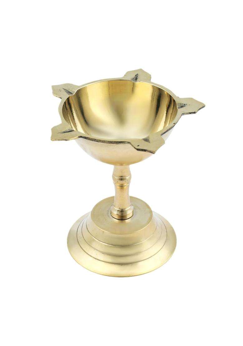 Aditri Creation Decorative Diya Deepak Pooja Diya Star Design Puja Item Brass Oil Lamp for Pooja Aarti Diya - Indya
