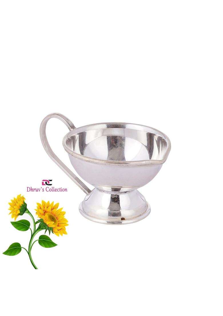 Dhruvs Collection 925 Pure Silver BIS Hallmarked Glossy Finished JYOT Big Size for Puja and Gifting Purpose - Indya