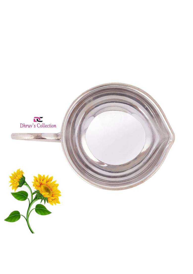 Dhruvs Collection 925 Pure Silver BIS Hallmarked Glossy Finished JYOT Big Size for Puja and Gifting Purpose - Indya