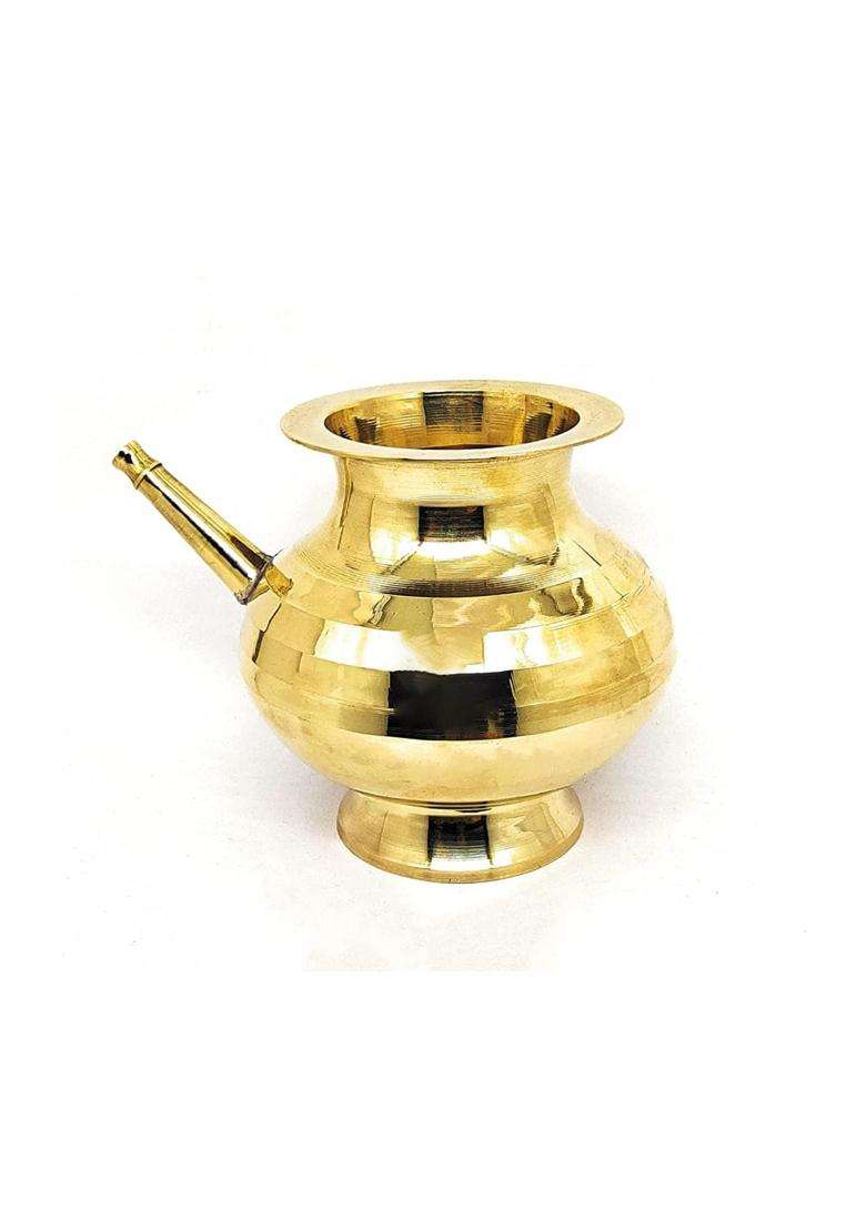 Adbeni Traditional Brass Kalash Handcrafted Sacred Vessel for Puja and Decor - Indya