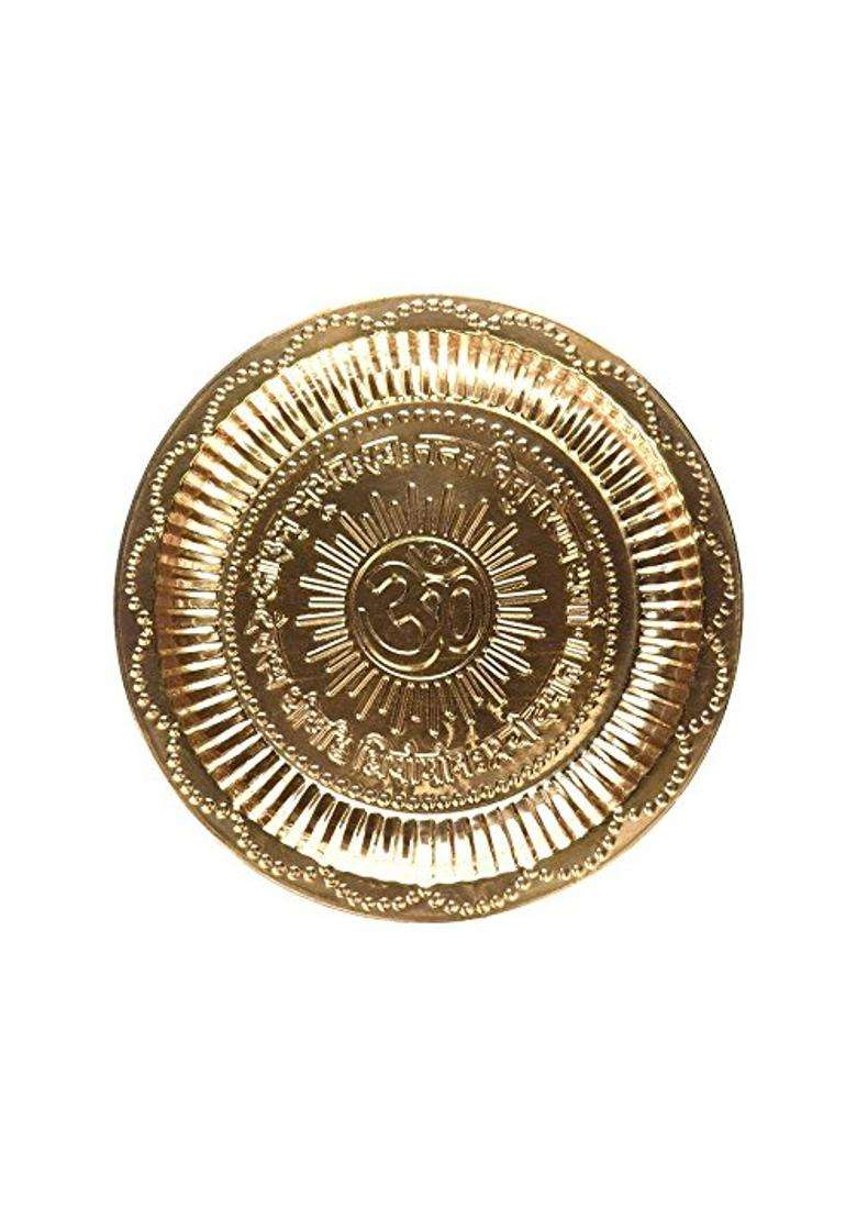 E Handicrafts Brass Pooja Thali Set Gold Standard - Indya
