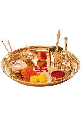 E Handicrafts Pure Brass Pooja Thali Set