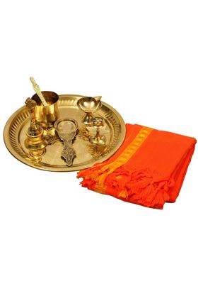 Spillbox Yellow Traditional Handcrafted Brass Puja Pooja Thali