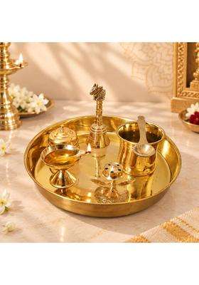 Putrika Gold Brass Puja Thaliset Pooja Thali