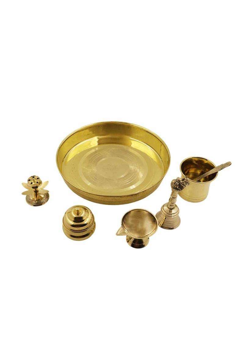 Putrika Gold Brass Puja Thaliset Pooja Thali - Indya