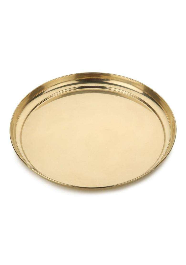 Torppeza Handmade Brass Plain Puja Thali Set for Aarti Pooja Decor Diwali Gifts for Family and Friends - Indya