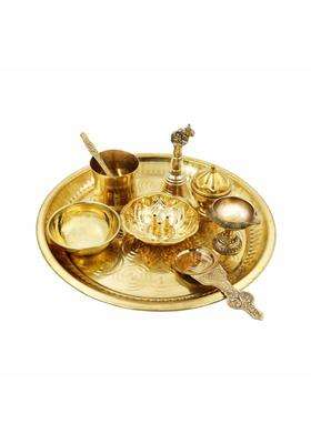 Spillbox Gold Brass Puja Thaliset Pooja Thali