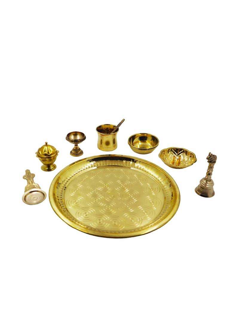 Spillbox Gold Brass Puja Thaliset Pooja Thali - Indya