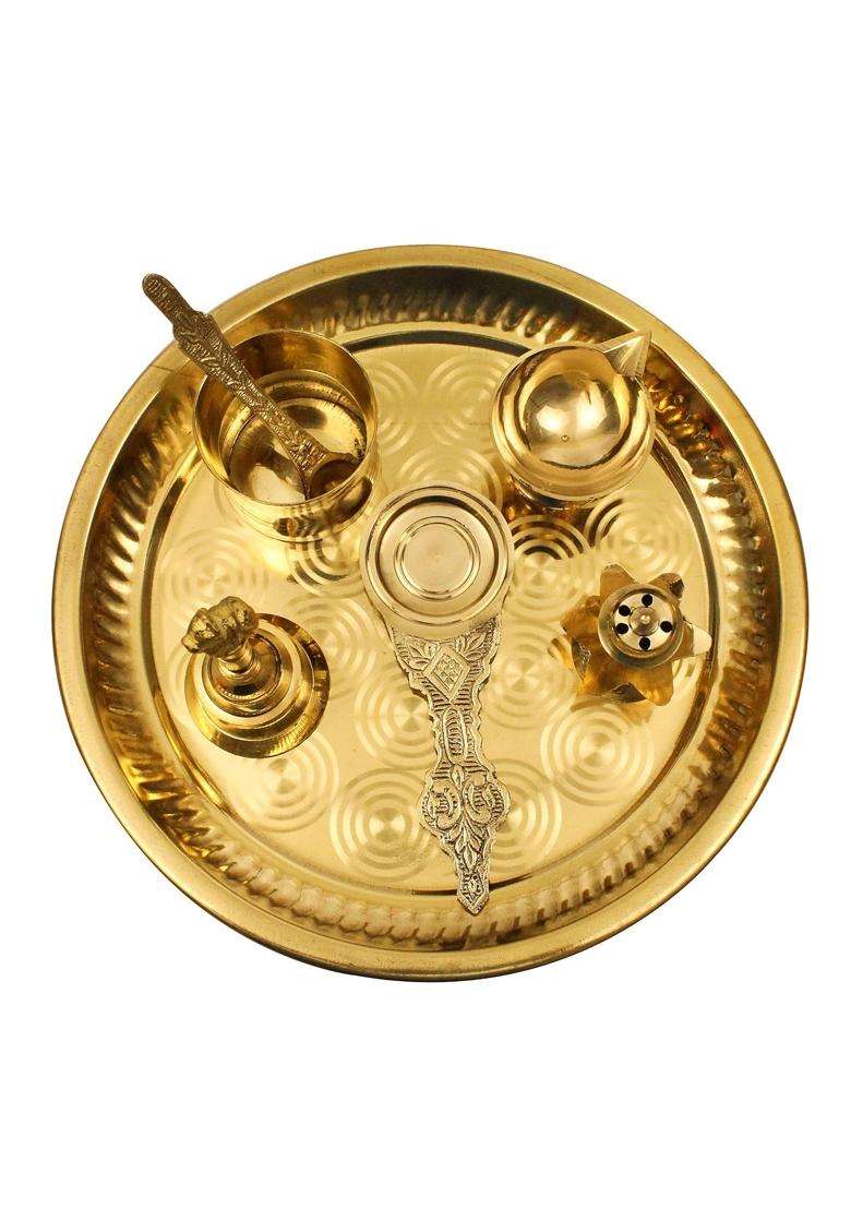 Spillbox Traditional Handcrafted Brass Puja Pooja Thali - Indya