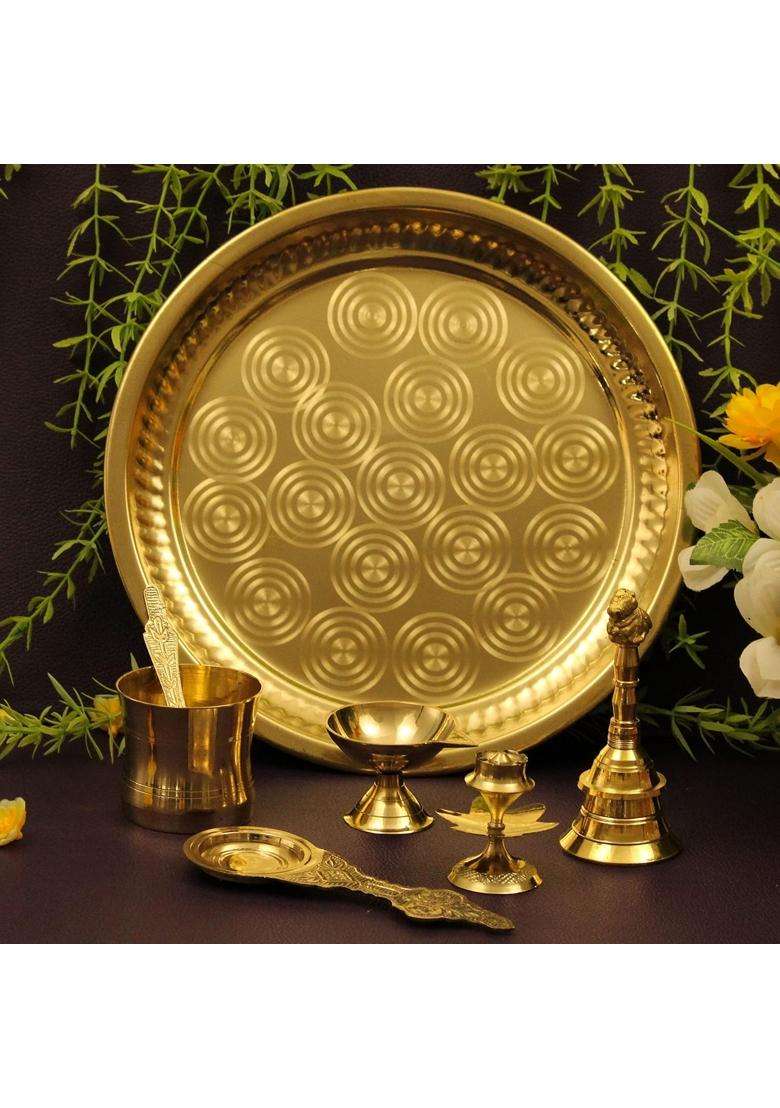 Spillbox Traditional Handcrafted Brass Puja Pooja Thali - Indya