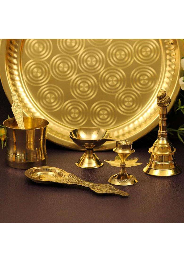 Spillbox Traditional Handcrafted Brass Puja Pooja Thali - Indya