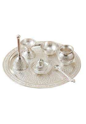 Kettc Premium German Silver Engraved Pooja Thali Set 10 Inch Thaali